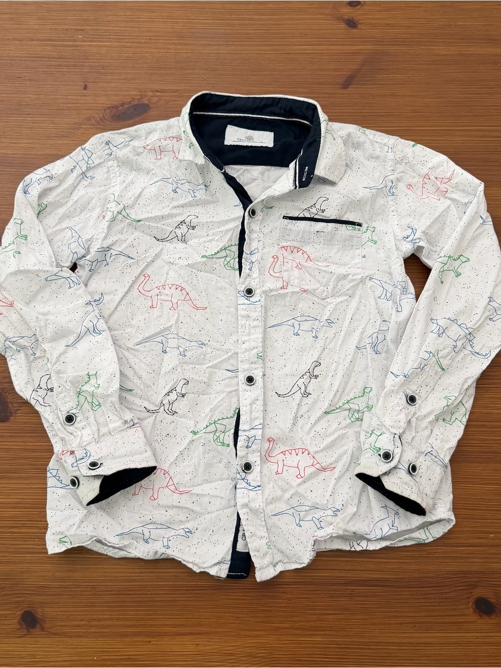 4/$13 Craft + Flow Dinosaur Ling Sleeve Button Down Shirt - Size 7 - XL